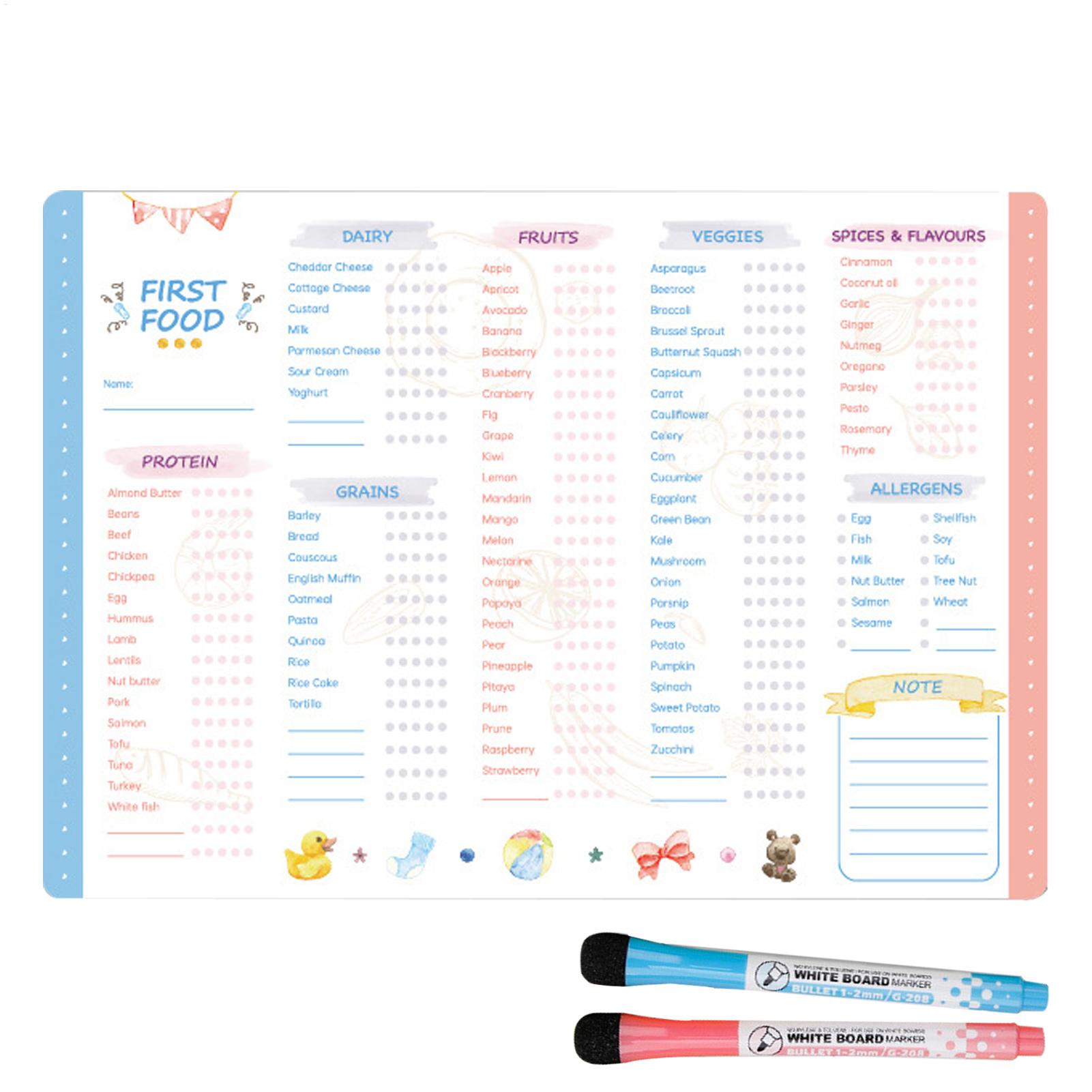 Liste de contrôle réutilisable - Baby Food Tracker avis et prix